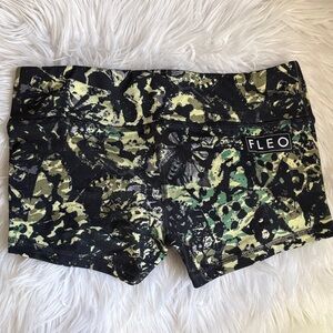Fleo Women's Athletic Shorts in Black and Green Camo